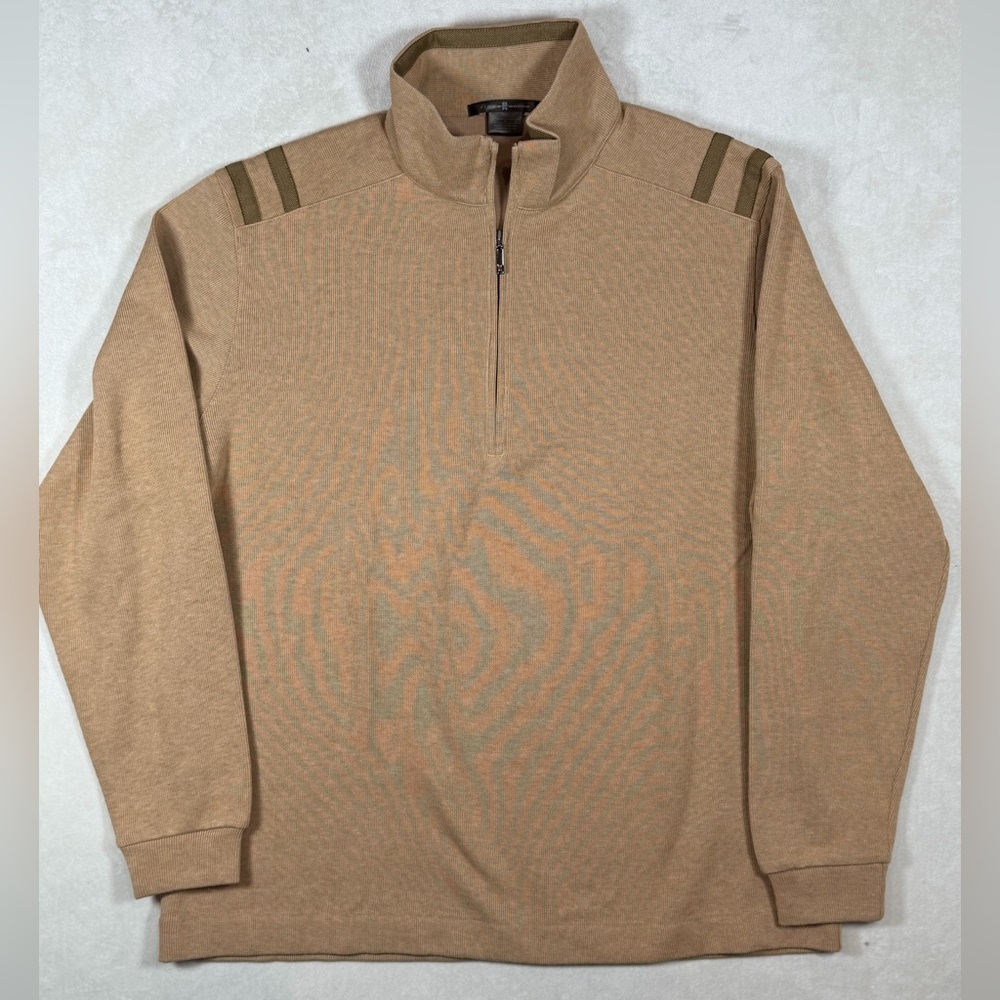 NWOT Tiger Woods Golf Size Large 100% Cotton Lux Men's Beige Zip-Up Sweater